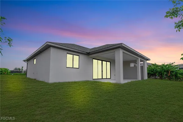 a aerial view of a house with a garden