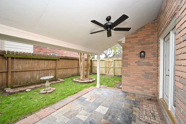 a view of a porch with a yard