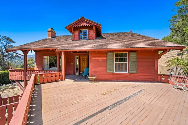 a front view of a house with patio