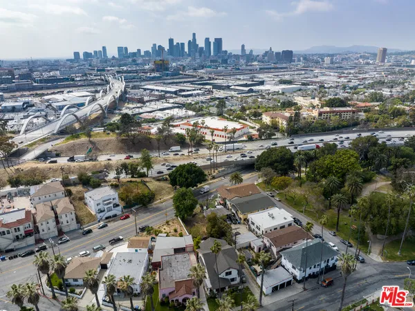 an aerial view of a city