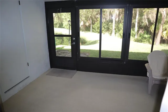 a living room with a large window