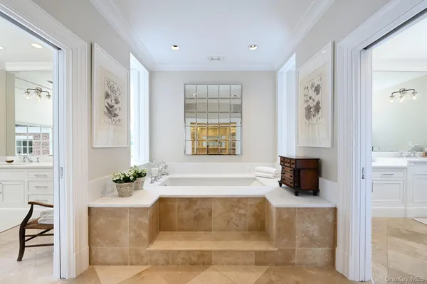 a view of a backyard with large trees