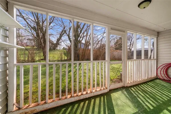 a view of wooden balcony
