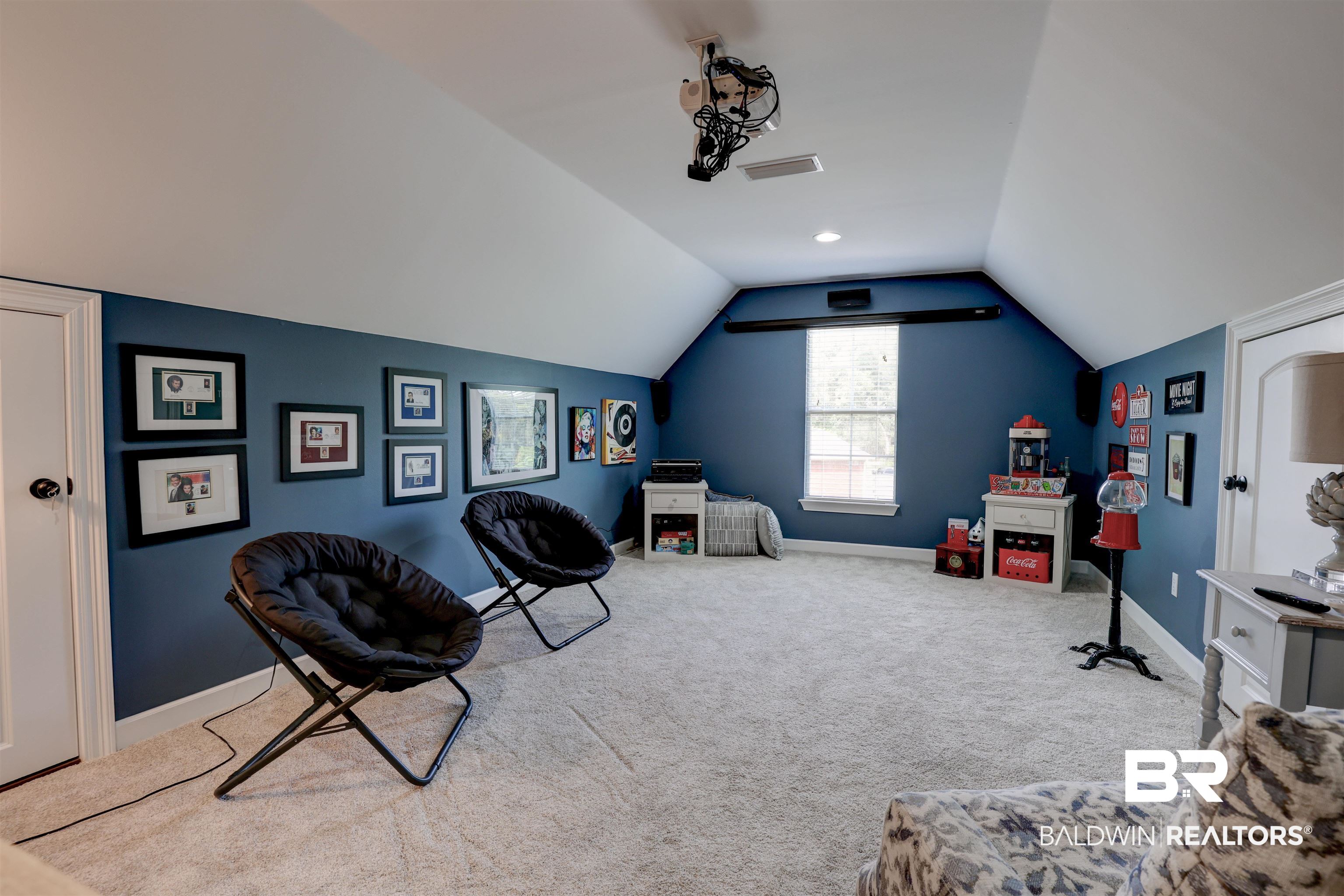 5565 Dawes Lane Theodore, AL 36582 - Photo 23 of 38 Recreation room with lofted ceiling and carpet