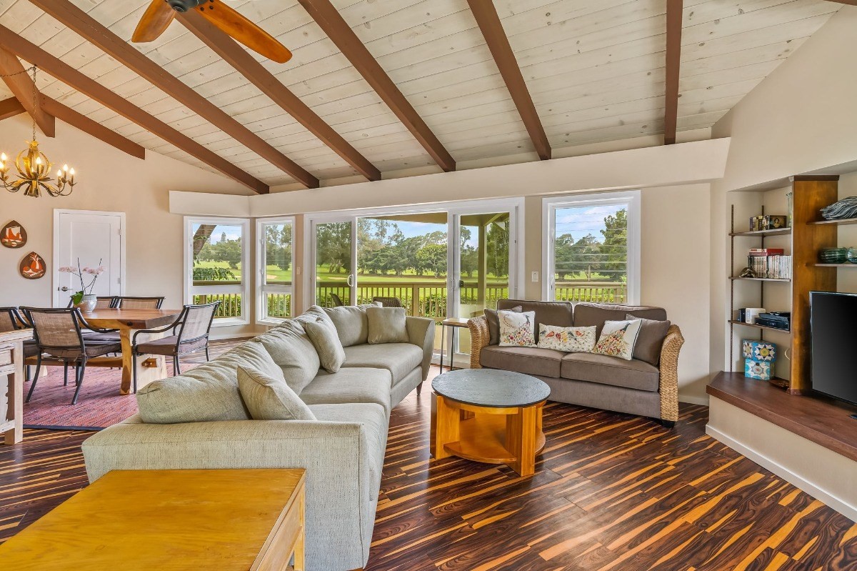 Enjoy stunning mountain and sunset views from your open living and dinning room.