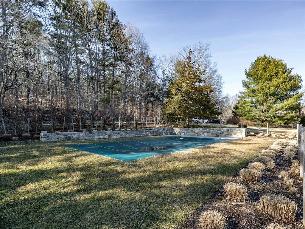 126 River Road Washington, CT 06794 - Photo 6 of 32 a view of swimming pool with outdoor seating and trees in the background