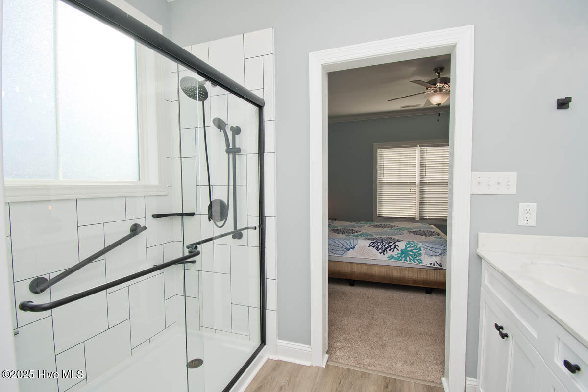 213 Echo Ridge Road Swansboro, NC 28584 - Photo 15 of 35 Tiled Shower with Glass Door