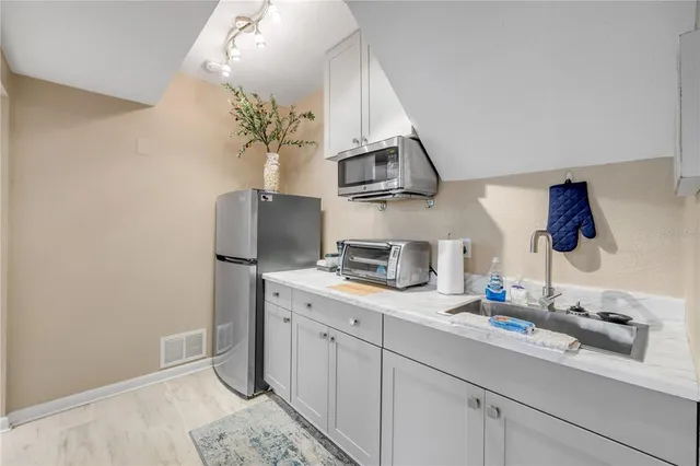 an empty room with closet