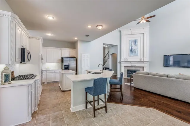 a view of a water with an outdoor space and seating