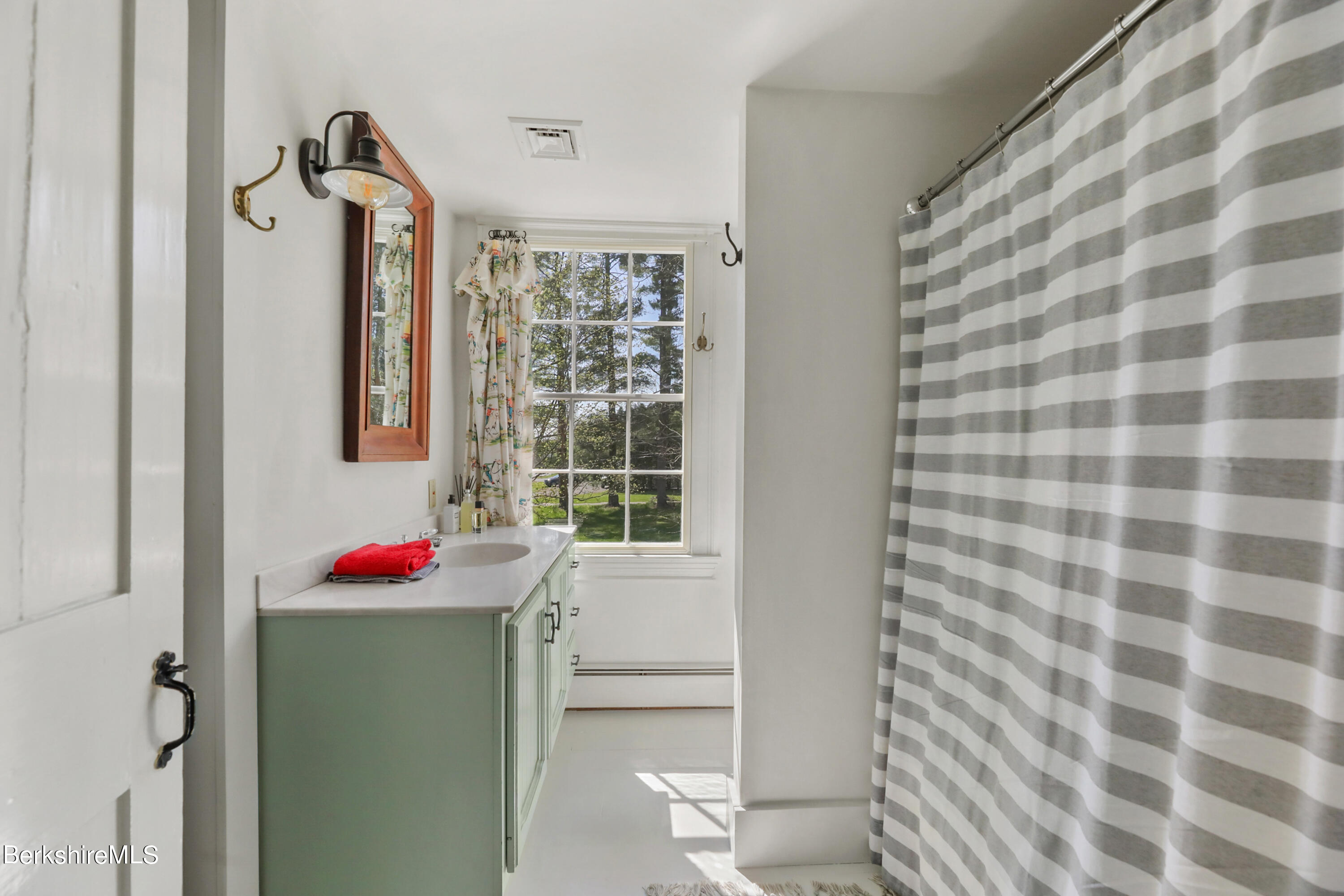575 Sheffield Plain Sheffield, MA 01257 - Photo 27 of 42 a bathroom with a granite countertop shower and a sink