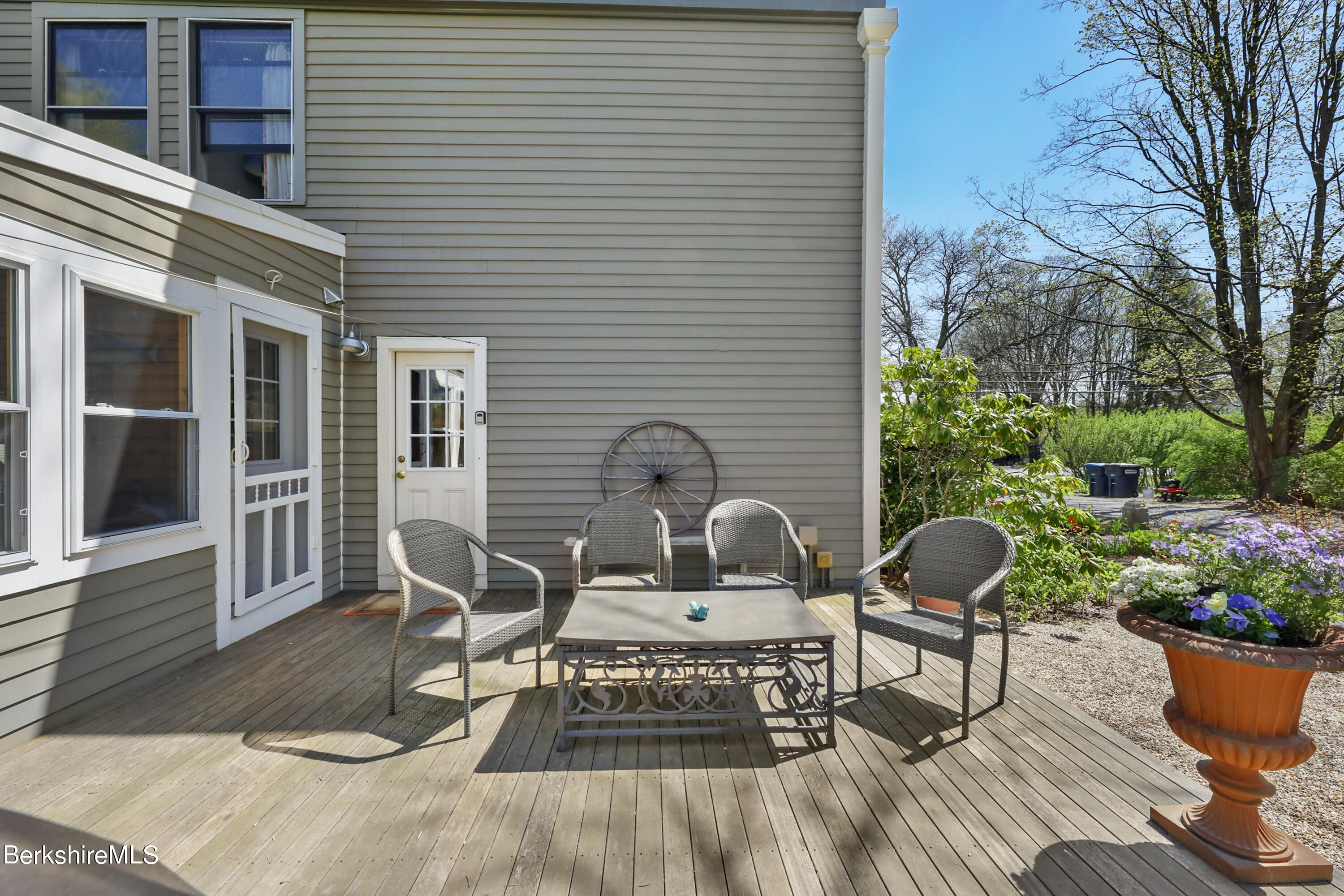 575 Sheffield Plain Sheffield, MA 01257 - Photo 34 of 42 a view of a patio with table and chairs and potted plants