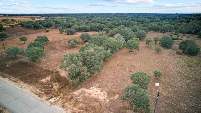 a view of a road with a yard