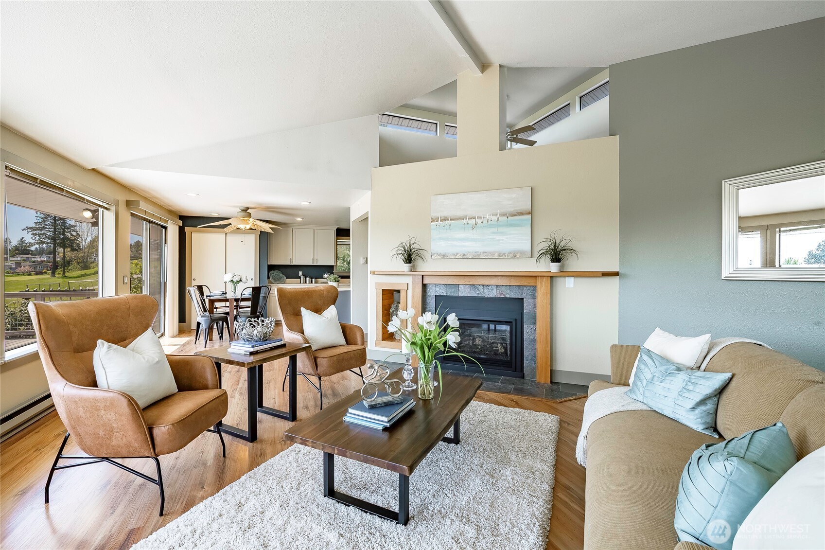 5537 Salish Road Blaine, WA 98230 - Photo 22 of 39 a living room with furniture and a fireplace