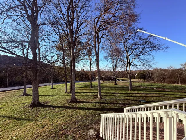 an empty room with wooden floor fireplace and windows