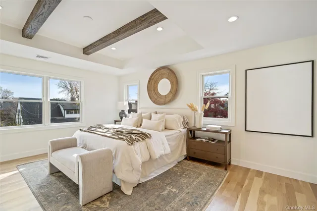 a view of a living room with a large window