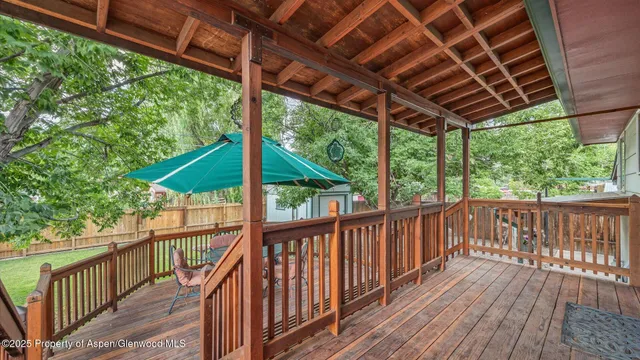 a view of a wooden deck