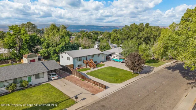 an aerial view of a house