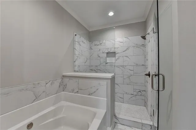 a bathroom with a bathtub