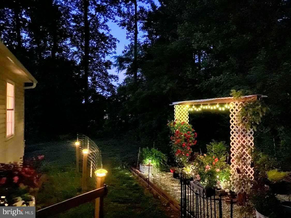 126 Cliffside Road Linden, VA 22642 - Photo 29 of 49 Nighttime View of Garden Trellis