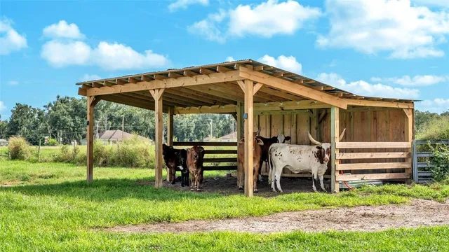 a view of a chair and table in backyard of the house