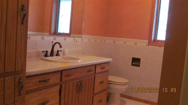 9947 East Center Road Stockton, IL 61085 - Photo 8 of 11 a bathroom with a sink a toilet and mirror