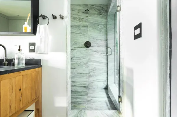 a bathroom with a shower