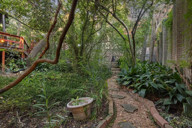 a view of a backyard of the house