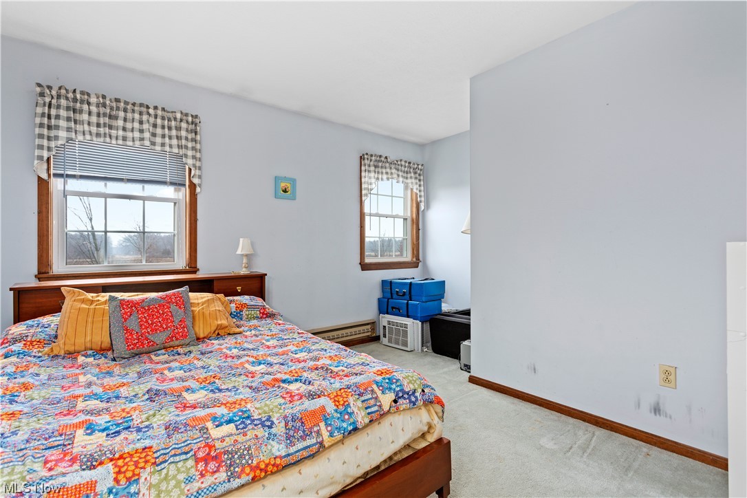 3465 Yost Road Litchfield, OH 44253 - Photo 19 of 27 Bedroom with light carpet and baseboard heating