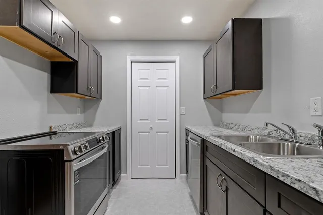 a sink with a cabinets