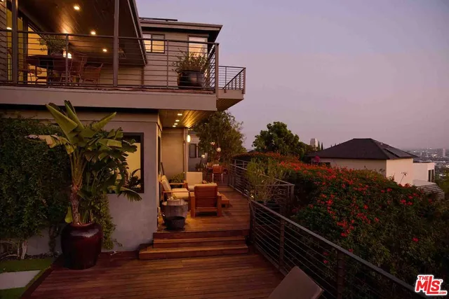 a view of balcony with seating space