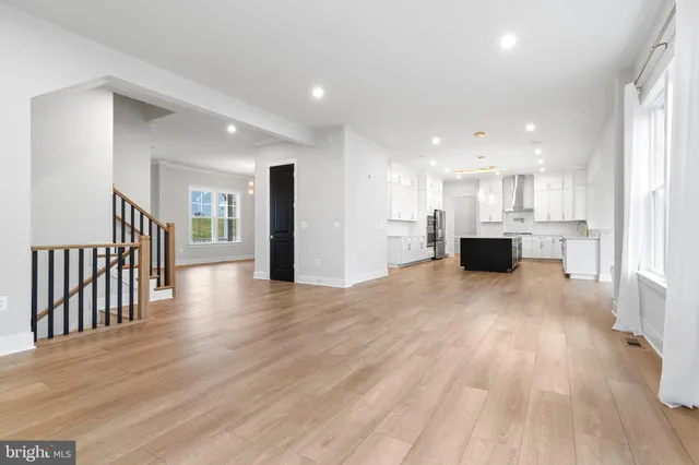 a view of kitchen with wooden floor
