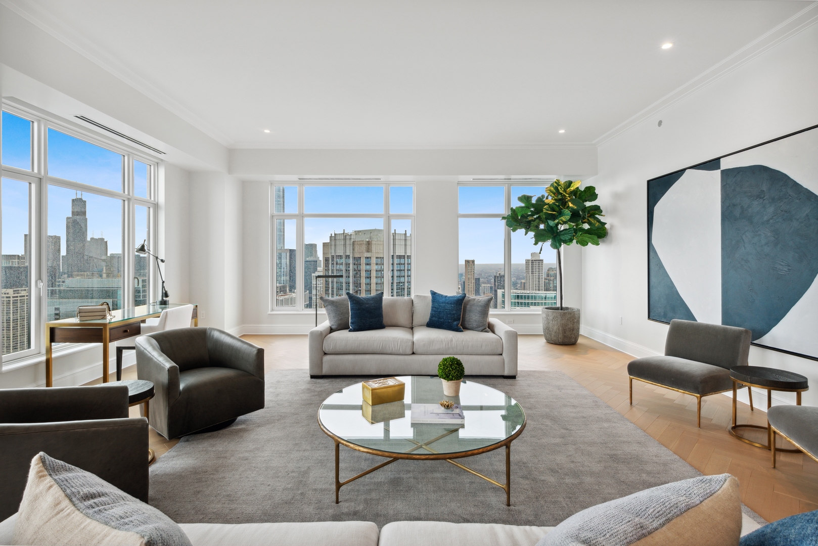 451 East Grand Avenue, Unit 5909 Chicago, IL 60611 - Photo 6 of 38 a living room with furniture and a large window