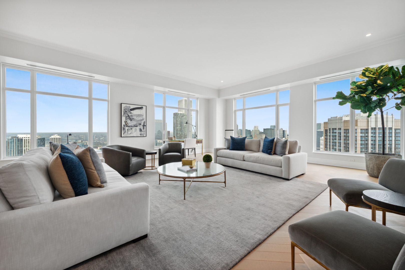 451 East Grand Avenue, Unit 5909 Chicago, IL 60611 - Photo 7 of 38 a living room with furniture and a large window