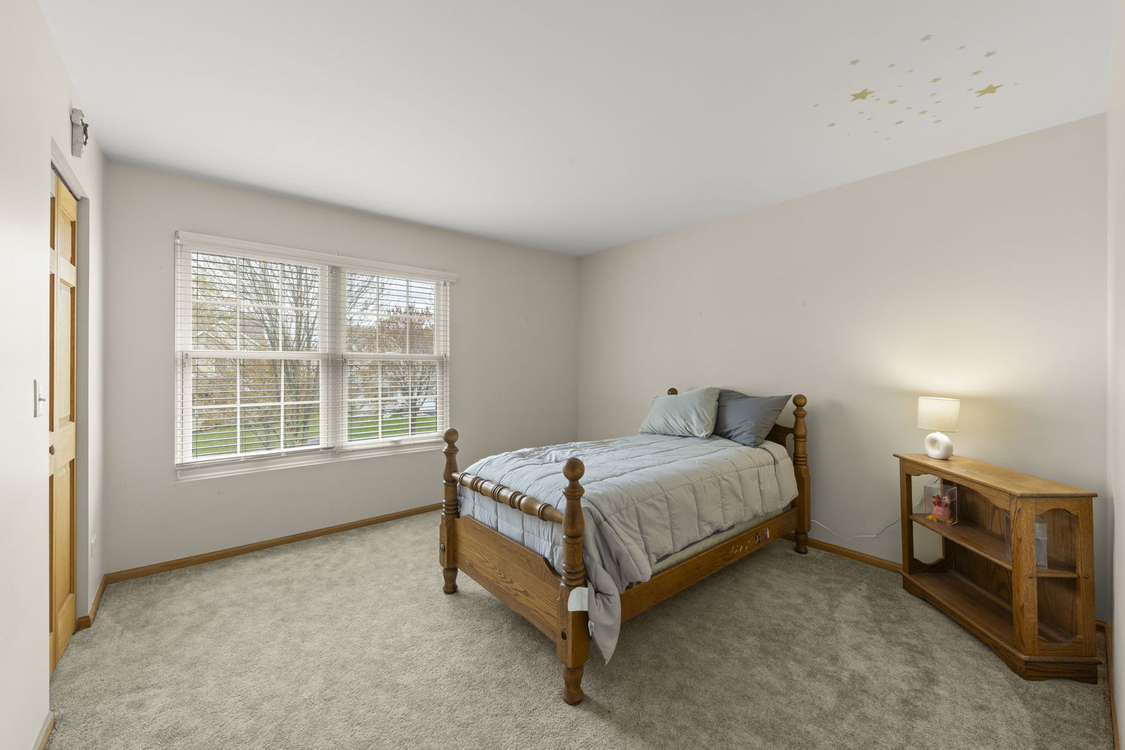 2217 Cedar Ridge Drive Plainfield, IL 60586 - Photo 17 of 26 a bed sitting in a room next to a lamp