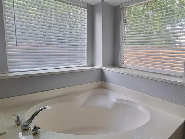 a bathroom with a bathtub