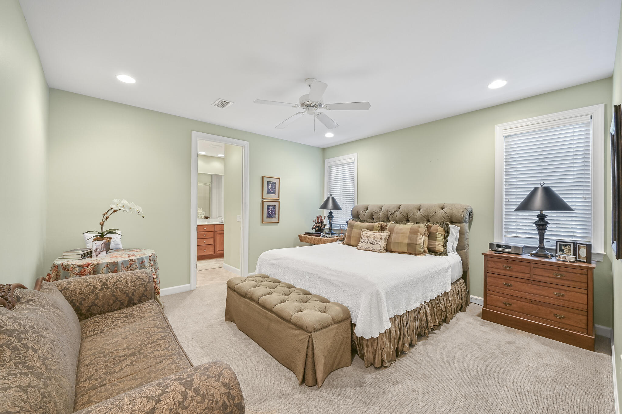 100 South Zander Way Santa Rosa Beach, FL 32459 - Photo 3 of 40 a bedroom with a large bed and ceiling fan