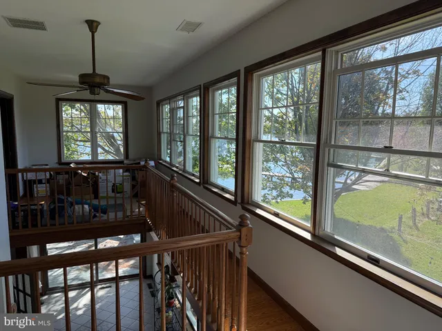 a view of large windows and stairs