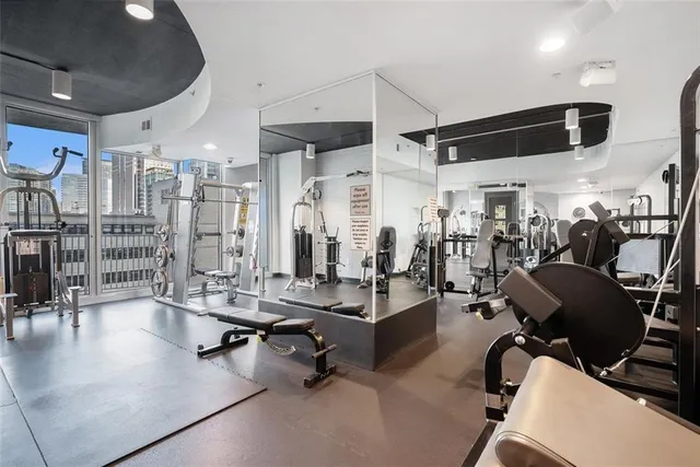 a view of a room with gym equipment
