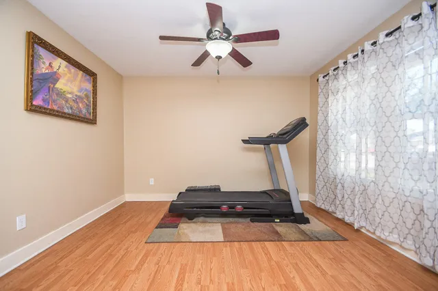 a view of a room with gym equipment