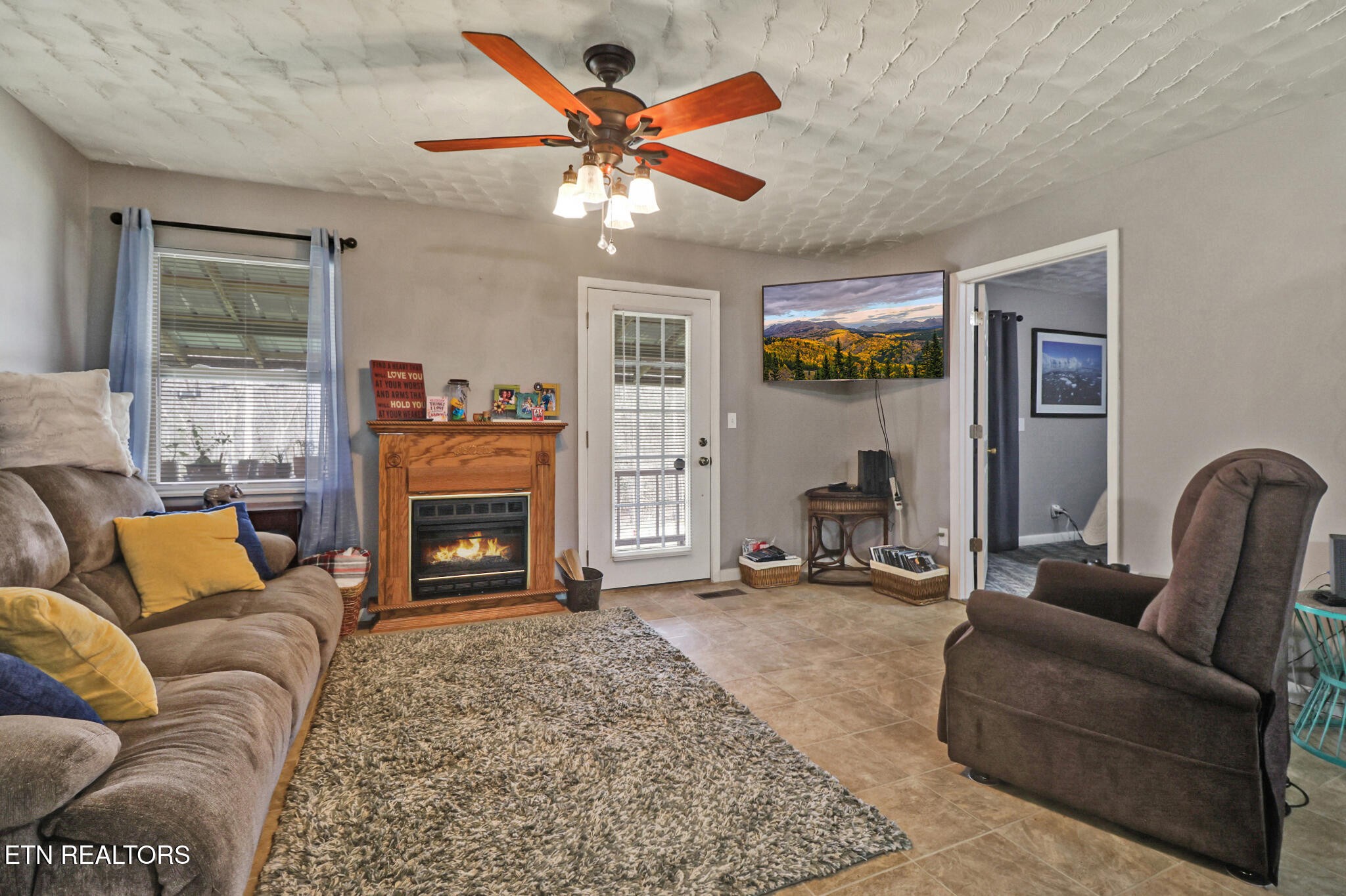 239 Doc Huling Road Robbins, TN 37852 - Photo 32 of 55 a living room with furniture a fireplace and a flat screen tv