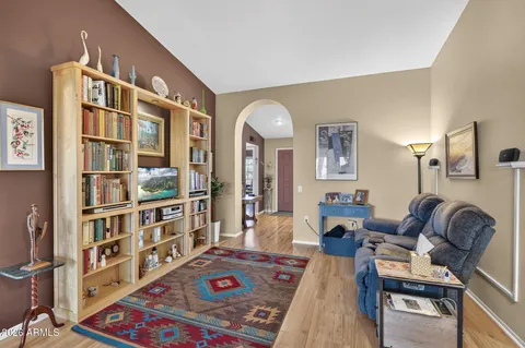 a living room with furniture