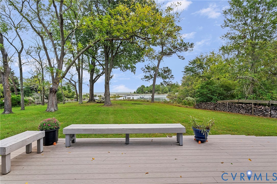 448 McSwain Road White Stone, VA 22578 - Photo 12 of 50 Wooden deck with a lawn and a water view