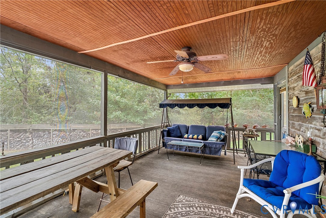 448 McSwain Road White Stone, VA 22578 - Photo 15 of 50 Sunroom / solarium featuring a ceiling fan, outdoo