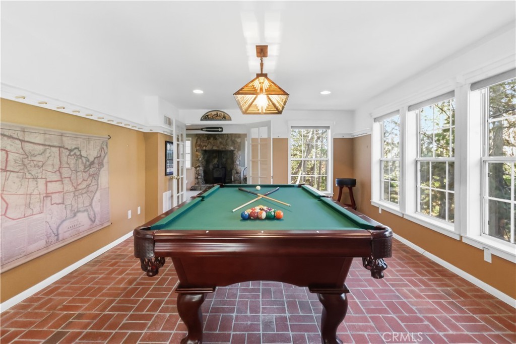 174 Golf Course Road Lake Arrowhead, CA 92391 - Photo 28 of 71 a room with pool table and windows