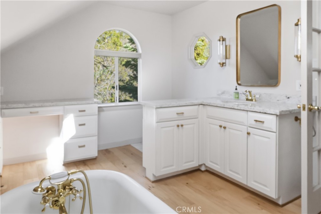 174 Golf Course Road Lake Arrowhead, CA 92391 - Photo 47 of 71 a bathroom with a sink mirror and a window