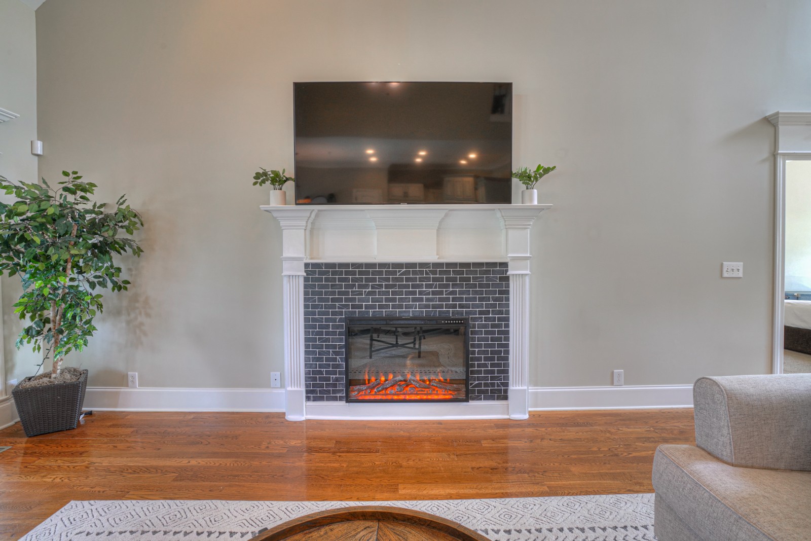 9620 Mona Road Murfreesboro, TN 37129 - Photo 19 of 58 a living room with a fireplace and potted plant