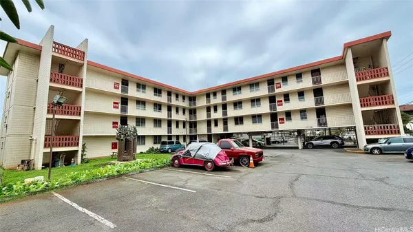 a car parked in front of a building