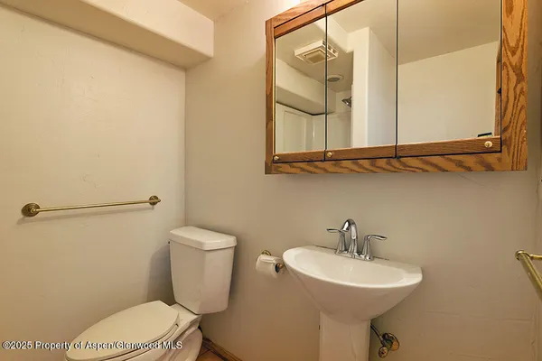 a bathroom with a sink mirror toilet and vanity