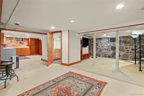 a living room with a large window