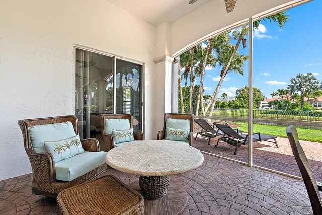 a building outdoor space with patio furniture